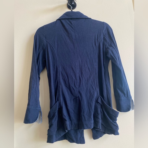 Free People We the Free Cotton/Linen Navy Blue Blazer/Blouse size small - Picture 5 of 8